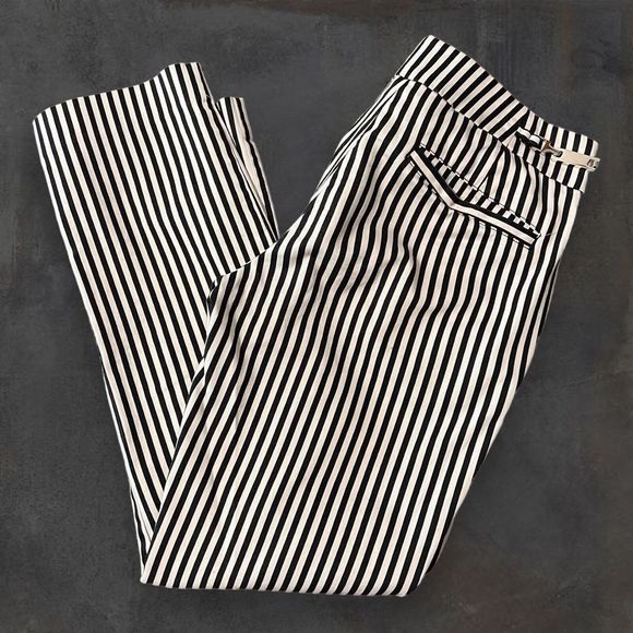 New York‎ & Company Dress Pants Size 0 Black and White Stripes Straight Low Rise - Picture 10 of 10